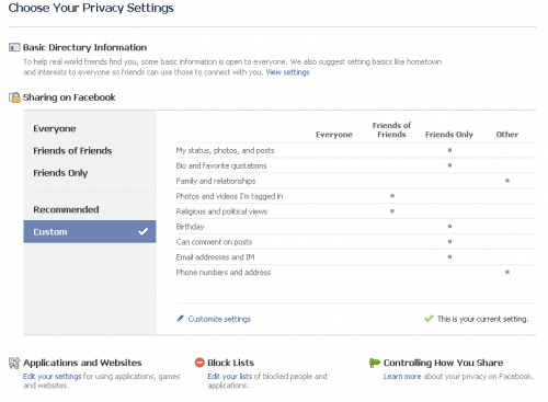 Improved Privacy Settings on Facebook